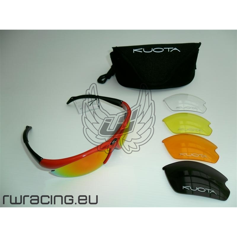 Occhiali da sole Kuota rossi 5 lenti per bici peso 25 g www.rwracing.eu