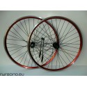 Coppia ruote 26" v-brake DRC anodizzate rosse